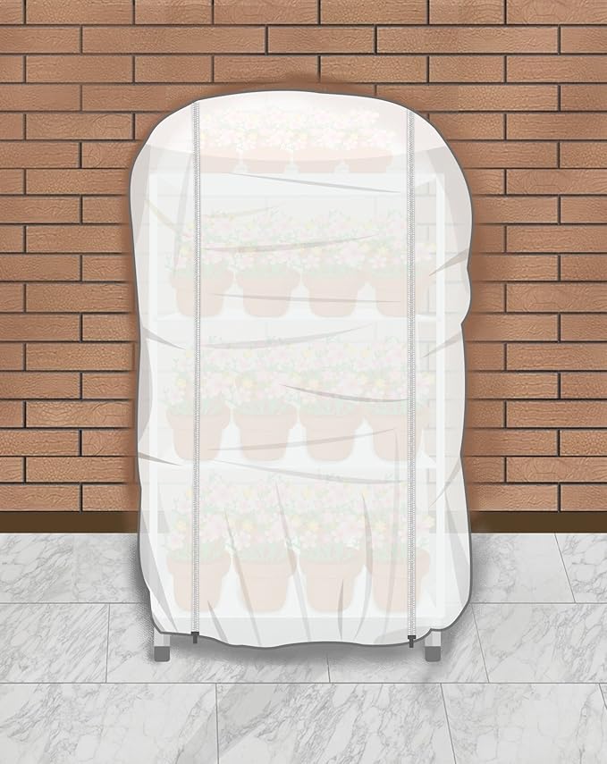 Agfabric Plant Covers Freeze Protection with Zipper 0.9oz 135"x120"x48" Shrub Cover Winter Tree Jacket for Frost Protection&Season Extension,White