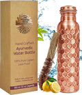 100% Pure Copper Water Bottle for Drinking, 32 Oz Large Diamond Ayurvedic Copper Bottle with Cleaning Brush, leak-proof water Vessel_Diamond