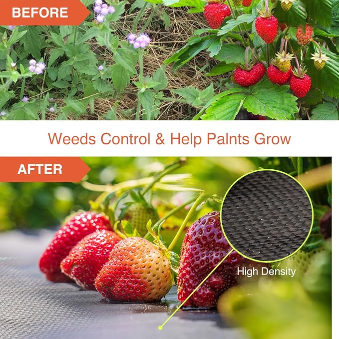 3ftx100ft Weed Barrier Landscape Fabric Heavy Duty | Premium 3.2oz Gardening Weed Control Mat,Ground Cover for Gardening,Farming with 20 U-Shaped Securing Pegs