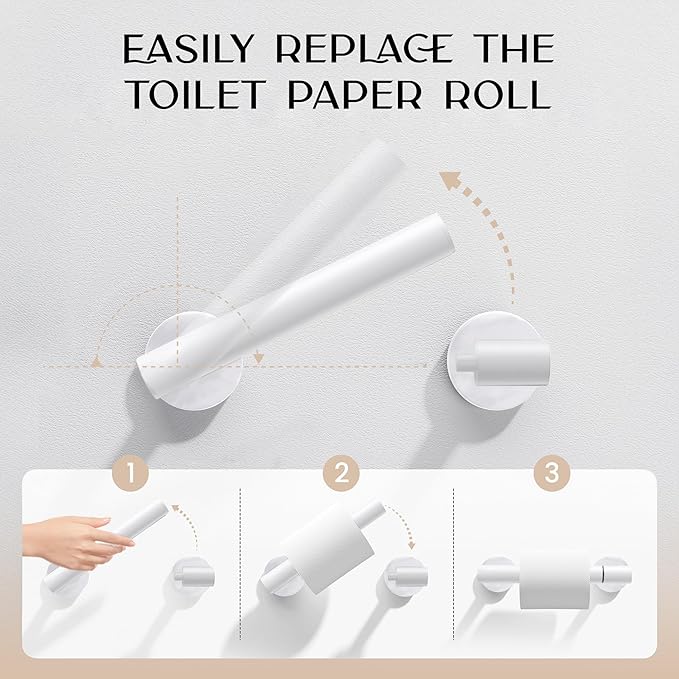 Day Moon™ - Toilet Paper Holder - Modern Roll Holder for Bathroom - 1 Pack - Wall Mount - Classic, White