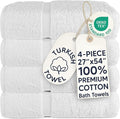 Chakir Turkish Linens 4 Piece Large Bath Towels, 100% Cotton Turkish Towels for Bathroom, Luxury Soft Absorbent Bath Towel Set, 27 x 54 Inches, White