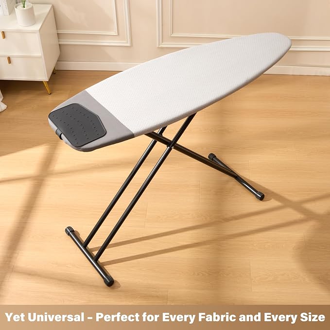 veiox Full Size Ironing Board 54''x18'',Heavy-Duty Stable | No wobble or tipping,Thicken Heat Resistant Cover,Smooth gliding,7 heights adjustable,Ideal for home, dorm, or apartment