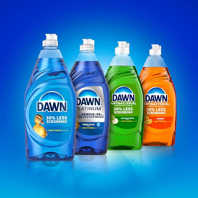 Dawn Ultra Dishwashing Liquid Dish Soap (4x19.4 Fl oz) + Non-Scratch Sponge (2 Count), Original Scent