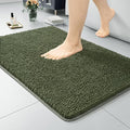 LOCHAS Luxury Bathroom Rug Shaggy Bath Mat 24 x 36 Inch, Olive Green | Washable Non Slip Bath Rugs for Bathroom Shower, Soft Plush Chenille Absorbent Carpets