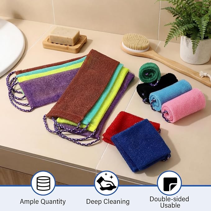 HunnmingRe 30 Pcs African Net Sponge with Handles African Exfoliating Bathing Net Bath Shower Loofah Sponge Body Scrubbers Exfoliating Washcloth for Daily Home, Beauty Salons, Hotels Use (Colorful)