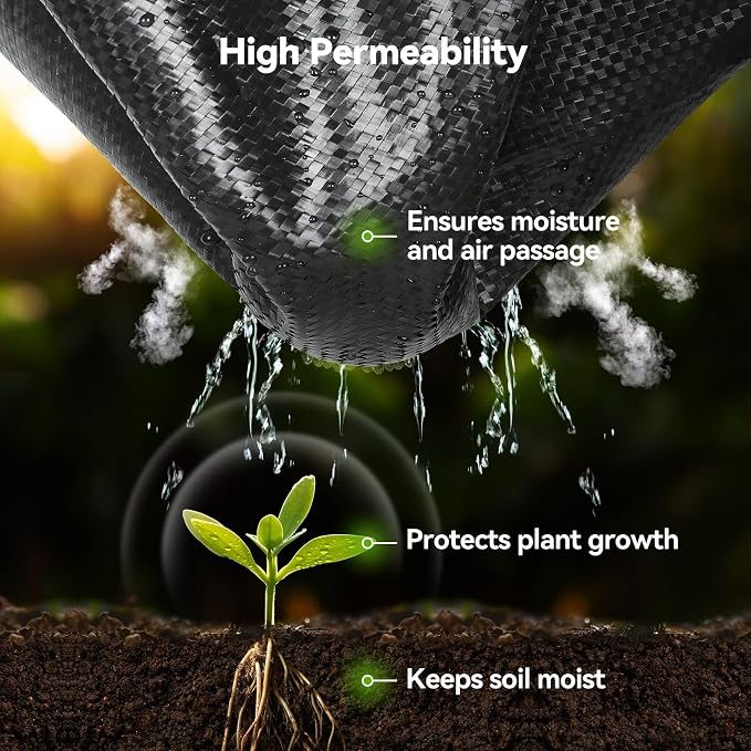 Weed Barrier Fabric Heavy Duty 6ft x 300ft Landscape Fabric | 3.2oz Woven Weed Control Fabric, Water Permeable Weed Block Fabric, For Garden, Flower Beds, Driveways & Landscaping