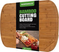Marsmiles 30x22 Bamboo Cutting Board, Extra Large Wood Cutting Boards with Deep Juice Grooves & Back Inner Handle, Butcher Block Chopping Board with Juice Groove, Large Charcuterie Board- Carbonized