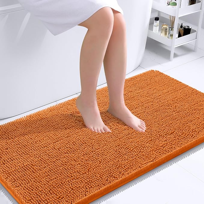 OLANLY Large Bathroom Rugs 40x24, Extra Soft Absorbent Chenille Bath Rugs, Rubber Backing Quick Dry, Machine Washable Bath Mats for Bathroom Floor, Tub and Shower, Home Decor Accessories, Clay