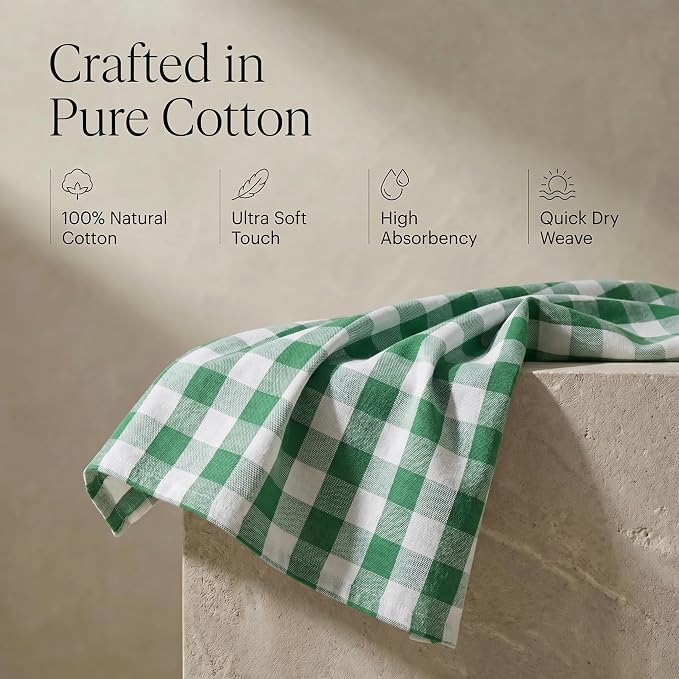 Urban Villa Kitchen Towels Cotton Dish Towels 20”x30” (Set of 6) Hunter Wht