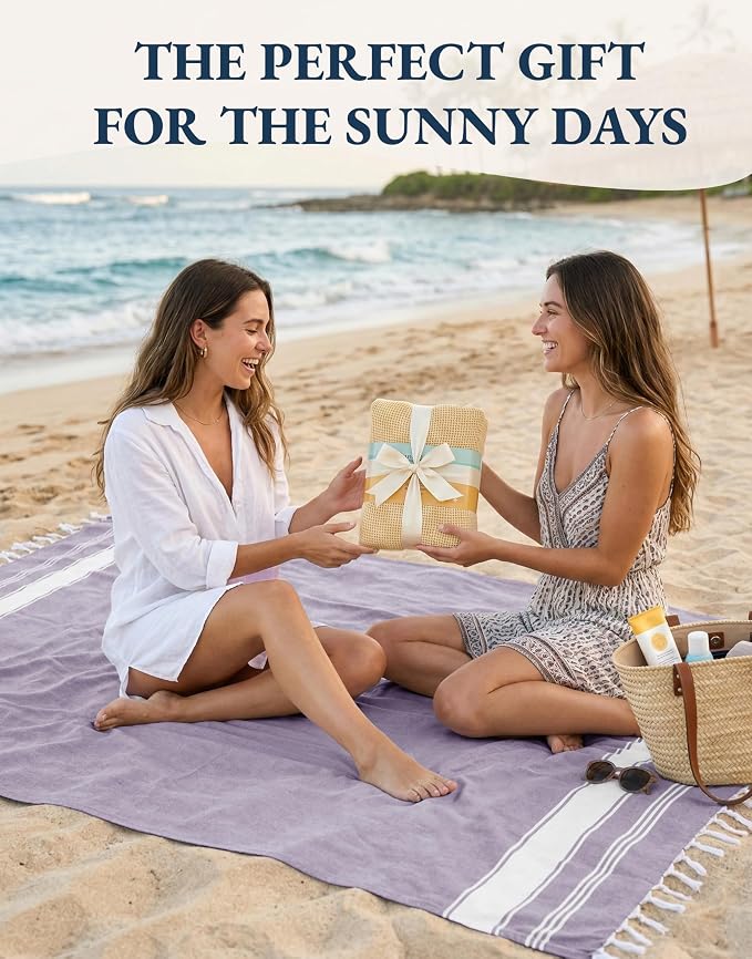 LANE LINEN Beach Towel 2 Pack, Pool Towel Oversized, for Adults - Day Break | Pre-Washed Extra Large Beach Towels - 39"x71", Vacation Essential - Machine Washable, Travel & Camping, Super Absorbent