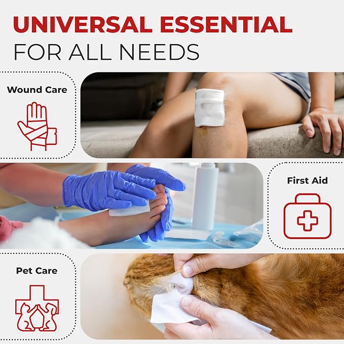 Non-Woven Sponges, 4" x 4", 4-Ply, Lint-Free, Ultra-Absorbent Wound Care Pads for Cleaning, Dressing & Skin Care – Non-Sterile, 2000 Count (10 Packs of 200)