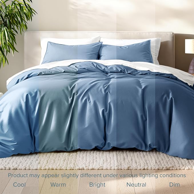 Bare Home Bedding Duvet Cover Queen Size - Premium 1800 Super Soft Collection - Lightweight, Cooling Duvet Cover - Soft Breathable Bedding (Queen, Coronet Blue)