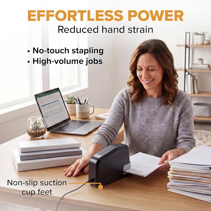 Bostitch Office Impulse Heavy Duty Electric Stapler Value Pack, 45 Sheet Capacity, Includes 5,000 Staples & Staple Remover, No-Jam, Faster Stapling, Black