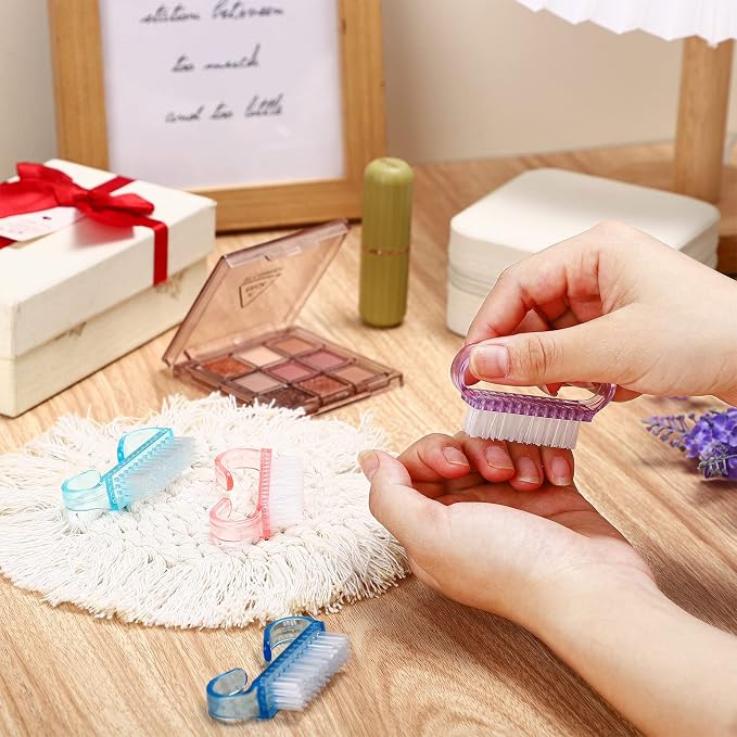 Bokon 400 Pcs Handle Grip Nail Brush Bulk Hand Fingernail Scrub Cleaning Brushes for Toes and Nails Cleaner, Pedicure Scrubbing Tool Kit for Men and Women（Multicolor）