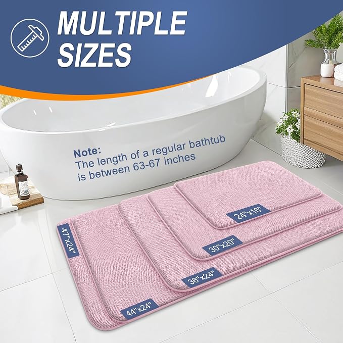 OLANLY Thick Memory Foam Bathroom Rug 30x20, Absorbent Bath Mat, Dusty Rose | Soft Quick Dry Bath Rugs Mats, Non-Slip, Machine Washable Carpet for Bathroom Floor, Tub and Shower, Home Decor Accessories