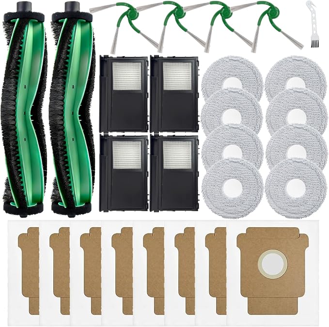 27 Pcs Accessories Kit for iRobot Roomba 415X/Plus 516 Combo/Plus 576 Combo | Replacement for Plus 415 Combo/515 Combo, 2 Roller Brush 4 Side Brushes 4 Filters 8 Mop Cloths 8 Dust Bags 1 Cleaning Tool