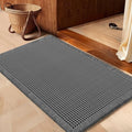IM HOME Waffle Bath Mat Grey 32"x20", Boho Woven Modern Bath Mat Rugs, Absorbent Non Slip Bathroom Rugs, Soft Washable Bath Rugs with Tassels for Bathroom, Bedroom, Kitchen, Shower, Tub