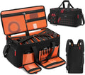 DJ Cable Gig Bag for Equipment, DJ Cable Organizer Backpack with Detachable Dividers and Padded Bottom, DJ Mixer Bag for Music Gear Accessories with 15.6'' Laptop Compartment (Black)