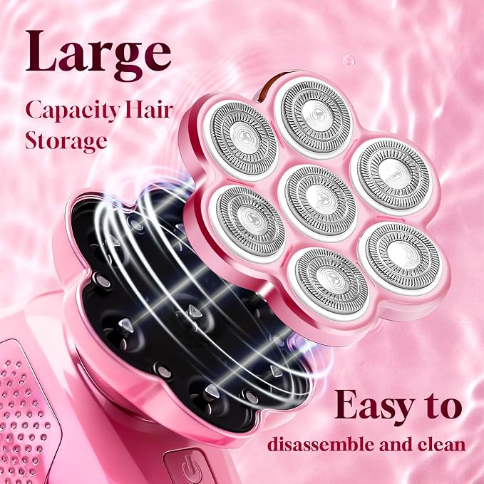 Women’s Electric Razor for Legs Face Bikini | 120 Min Runtime, IPX7 Waterproof, 7D Floating Head, USB-C Fast Charging, Travel Lock Design, LED Battery Display
