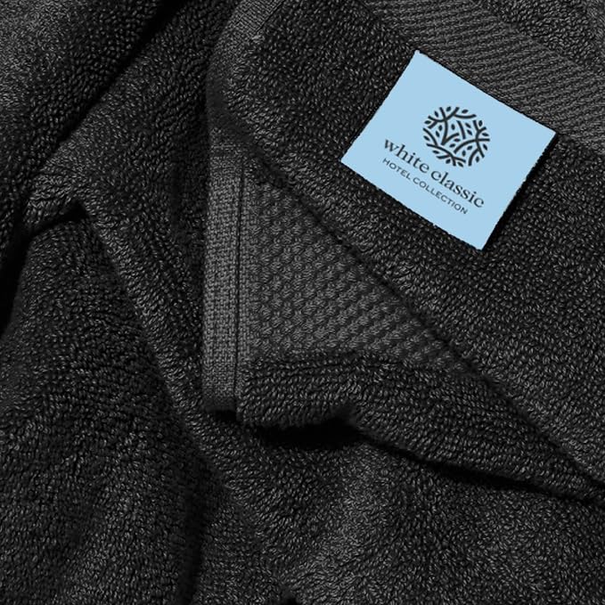 White Classic Luxury Black Bath Towels Extra Large | 100% Soft Cotton 700 GSM Thick 2Ply Absorbent Quick Dry Hotel Bathroom Towel | 27x54 Inch | Black | Set of 4
