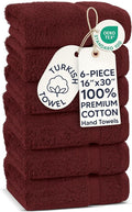 Chakir Turkish Linens | Hotel & Spa Quality 100% Cotton Premium Turkish Towels | Soft & Absorbent (6-Piece Hand Towels, Cranberry)