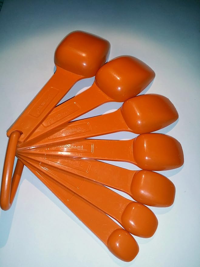 Vintage Tupperware Measuring Spoons Set of 7 Orange