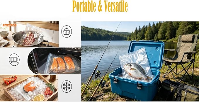 Vacuum Sealer Machine for Food with 36 BPA-Free Reusable Vacuum Sealer Food Storage Bags, Freezer, Microwave – Odor-Resistant, Leak-Proof (36PCS bags + Vacuum sealer White)