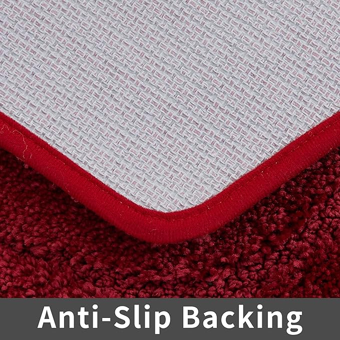 COSY HOMEER Extra Thick Bath Rugs for Bathroom - Anti-Slip Bath Linen Sets Mats Soft Plush Yarn Shaggy 100% Strong Polyester Living Room Bedroom Water Absorbent(Red,17x27 - Inches)
