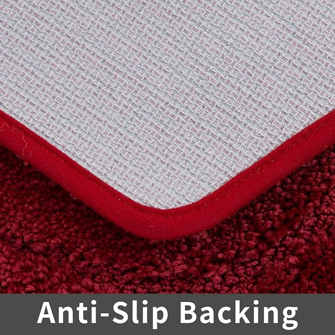 COSY HOMEER Extra Thick Bath Rugs for Bathroom - Anti-Slip Bath Linen Sets Mats Soft Plush100% Strong Polyester Living Room Bedroom Water Absorbent(Red,24x48 - Inches)