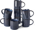 famiware Coffee Mug Set for 8, Star 16 oz Catering Mugs Cup Set with Handle for Coffee, Tea, Cocoa, Milk - Ceramic Stoneware Drinkware Set, Nebulas Blue
