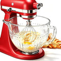 5QT Glass Mixer Bowl for KitchenAid 4.5 and 5 Quart Tilt-Head Stand Mixers | Double-Layer Thickened Mixing Bowl Replacement for Kitchen aid with Measurement Markings Pour Spout & Handle, Dishwasher Safe