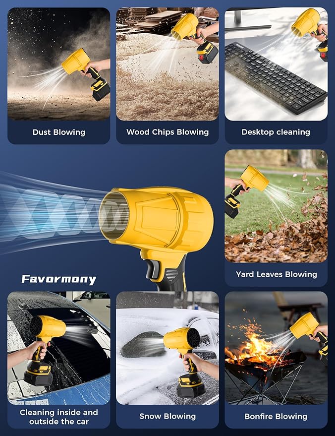 Cordless Leaf Blower, Electric Handheld Blower 600,000 RPM for Lawn Care, Christmas Tree Cleaning, 2×4.0Ah Batteries, Extended Nozzle, Lightweight Mini Leaf Blowers for Patio, Yard, Car Drying