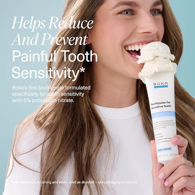 Boka Ela Mint, Whitening & Sensitive - Fluoride Free, Nano Hydroxyapatite Toothpaste for Tooth Sensitivity & Protection