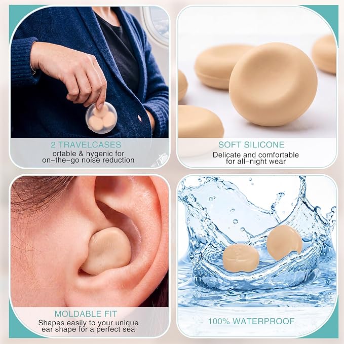 Relaxweex 200 Pcs Wax Earplugs Bulk Moldable Silicone Wax Earplugs for Sleeping 32 db Gel Ear Plugs for Noise Canceling Reduction Swimming Hearing Protection Shooting Construction Work(Clear)