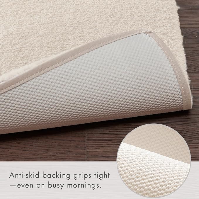 Madison Park Marshmallow Bathroom Rug Non Slip, Luxrurious Plush Bath Mat, Absorbent, Quick Dry, Spa Design Bath Room Décor, 24x72, Natural