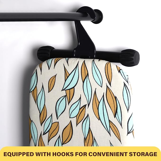 veiox Ironing Board 43x13, Heat Resistant Cover, Heavy Sturdy Legs | 7 heights 28-35"·Rock-solid metal frame·Stain-resistant padded cover·Wall hook for easy storage · Handles all garment sizes