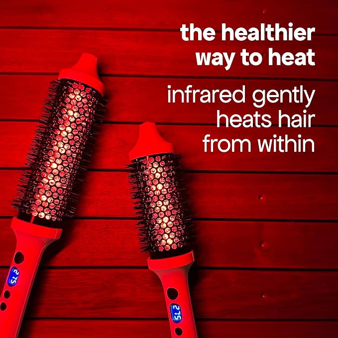 BONDIBOOST Infrared Long Barrel Thermal Brush, Heated Thermal Round Brush for Longer & Thicker Hair Types, Dry Styling for Instant Volume, Less Hair Breakage + Minimizes Snags, Frizz-Free