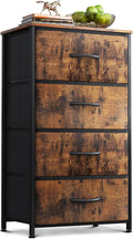 AODK Small Dresser for Bedroom with 4 Storage Drawers, Vintage | Dressers Chest of Drawers Fabric Dresser with Sturdy Steel Frame, Dressers for Closet with Wood Top