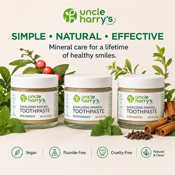 Uncle Harry's Cinnamon Remineralizing Toothpaste | Natural Whitening Tooth Paste Freshens Breath & Promotes Enamel | 8.25 oz Glass jar