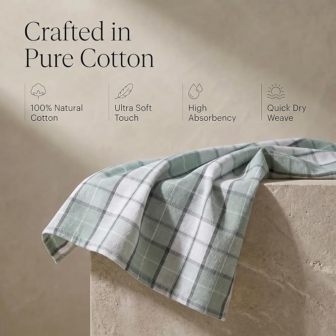 Urban Villa Kitchen Towels Set of 6 Majestic Checks Kitchen Towels 20X30 Inches 100% Cotton Highly Absorbent Kitchen Towels Premium Quality Ultra Soft Mitered Corners KitchenTowels