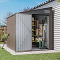 Aoxun 8x6 FT Lean to Shed Outdoor Storage Shed, Brown | Lockable Doors & Slooping Roof, Metal Garden Tool Shed for Backyard, Bike Shed for Patio, Poolside