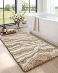 DEXI Bathroom Rug Mat 43x24, Soft and Absorbent Marble Bath Mat, Non Slip Machine Washable Bath Rugs for Shower Floor, Tub, Sink, Dark Beige