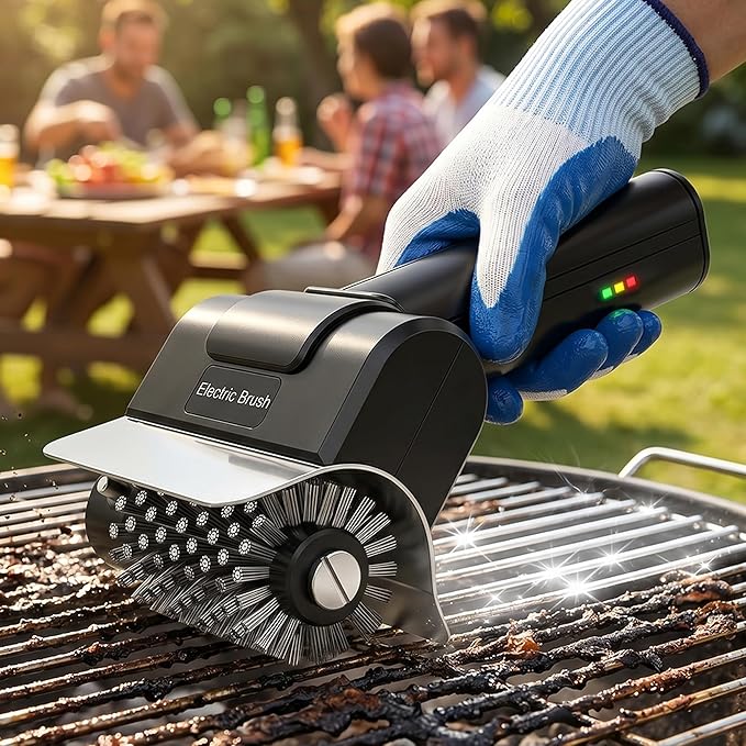 Electric BBQ Grill Brush - Cordless USB Rechargeable Grill Cleaning Brush with High-Speed Motor, Heavy Duty Stainless Steel Bristles, Automatic Barbecue Grate Cleaner Tool, Perfect BBQ Accessories