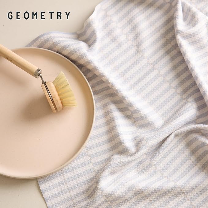 GEOMETRY Kitchen Tea Towels - Quick Dry Microfiber Dish Towels for Kitchen - Ensemble Neutre 18" x 30" - 2 Pack