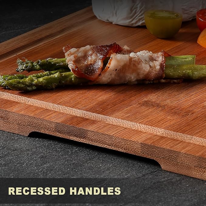Hiware Wood Cutting Boards for Kitchen, Heavy Duty Bamboo Cutting Board with Juice Groove, Bamboo Chopping Board Set for Meat, Vegetables - 18" x 12"