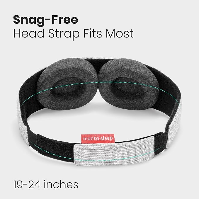 Manta Original Sleep Mask - Maximum Blackout Sleep Mask for Deep Sleep, Adjustable with Detachable Eye Cups, Zero Eye Pressure for Back & Belly Sleepers, Ideal for Travel, Shift Work & Daytime Sleep
