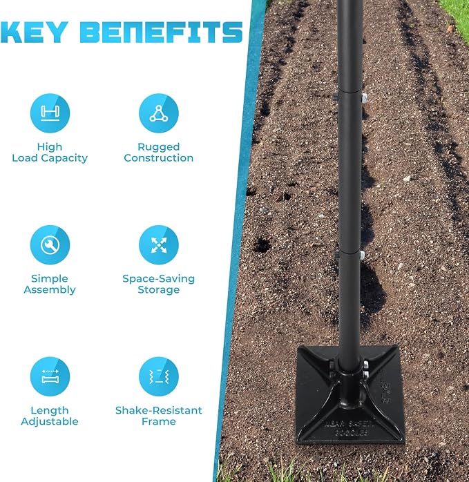 BeBecome Hand Tamper Tool Landscaping, Heavy Duty 8x8 Steel Tamper with 58 Inch Long Handle, Dirt Soil Gravel Asphalt Compactor for Garden Lawn Yard Paver
