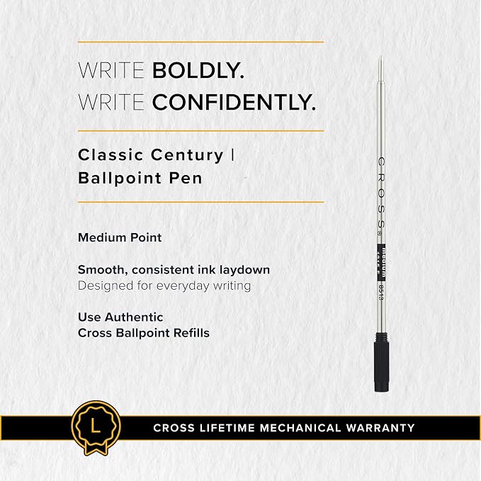 Cross Classic Century Slate Gray Engraved Diamond Pattern Ballpoint Pen - Refillable Pen for Effortless Writing - Black Ink - Durable Construction - Premier Distinctive Look - Gift-Ready