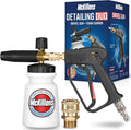 McKillans Pressure Washer Gun with Swivel & Foam Cannon Wide Mouth & M22-14mm Adapter - Adjustable Thick Foam - Power Washer Gun - 3/8" Male Plug & 1/4” Quick Connector Coupler