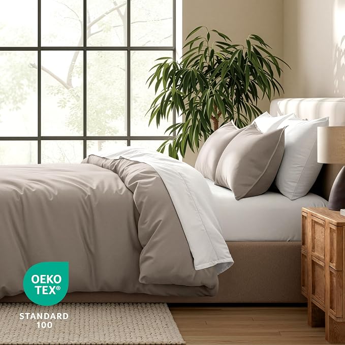 Bare Home Bedding Duvet Cover Extra Long Size - Premium 1800 Super Soft Collection - Lightweight, Cooling - Soft Breathable Bedding Duvet Cover (Twin/Twin XL, Khaki)